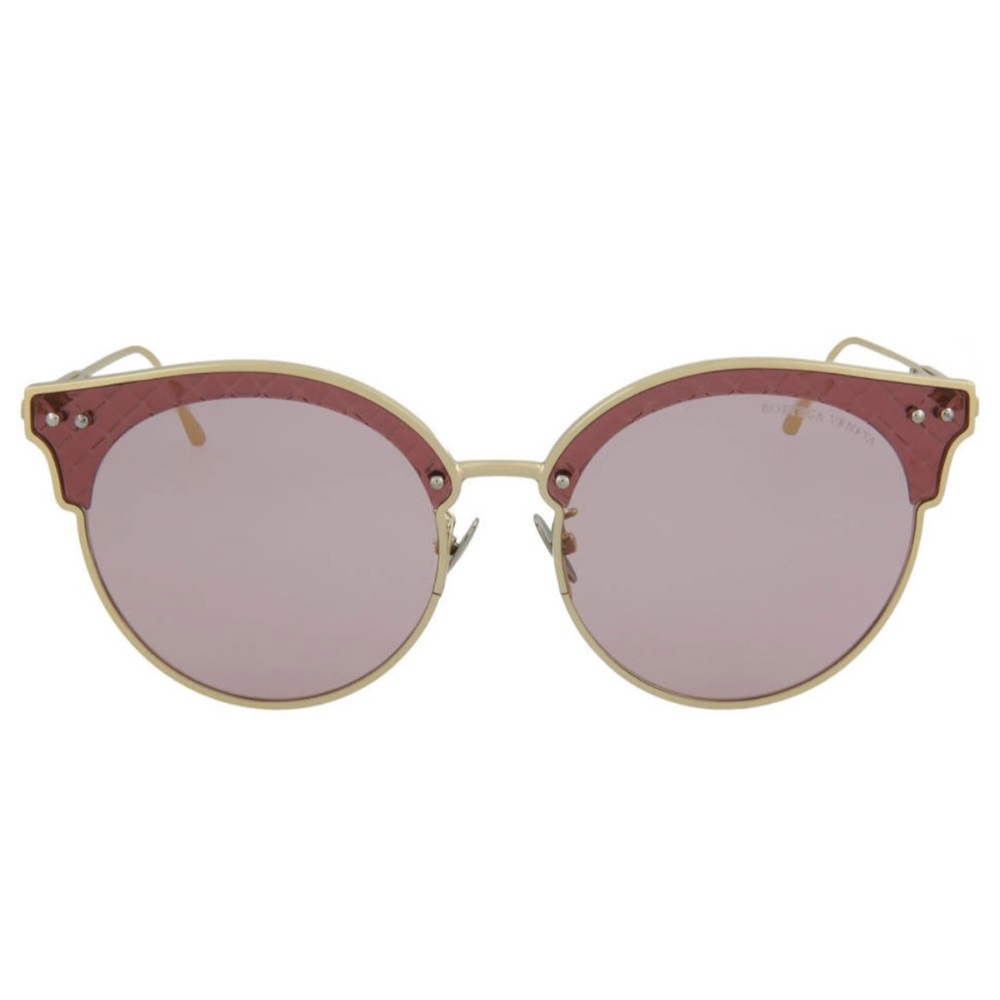 Bottega Veneta Unisex-Adult Cat-Eye Gold Gold Pink Sunglasses NWOT